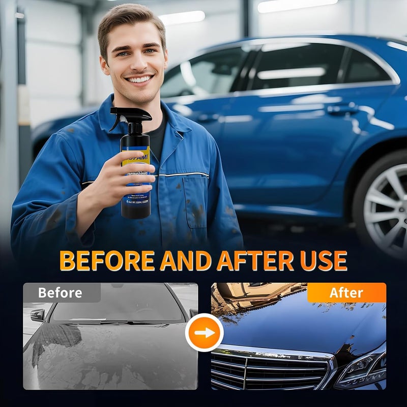 SOPAMI Car Coating Spray, Quick Effect Coating Agent,Quickly Coat Wax Spray Car Scratch Wax Polish ，Waterless Wash Oil Film Emulsion Glass Cleaner (1 Pc+Cloth) - Image 5